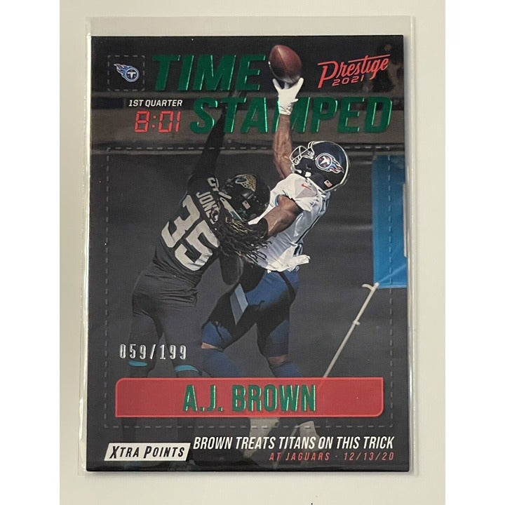2021 Prestige AJ Brown Time Stamped Insert Green Xtra Points /199 #TS-AB Titans*