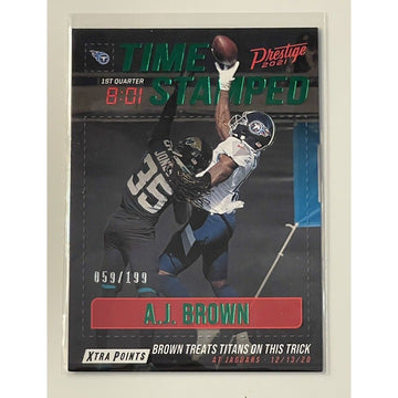 2021 Prestige AJ Brown Time Stamped Insert Green Xtra Points /199 #TS-AB Titans*