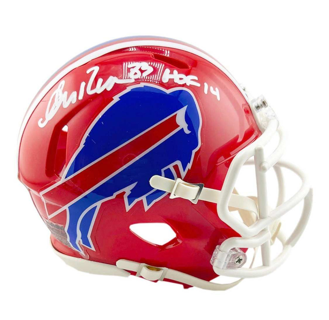 Andre Reed signed Buffalo Bills throwback mini football helmet with HOF 14 inscription and JSA authentication