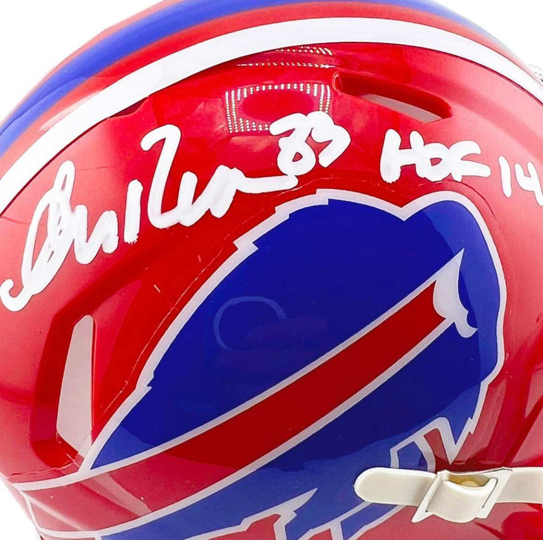 Andre Reed signed Buffalo Bills throwback mini football helmet with HOF 14 inscription and JSA authentication
