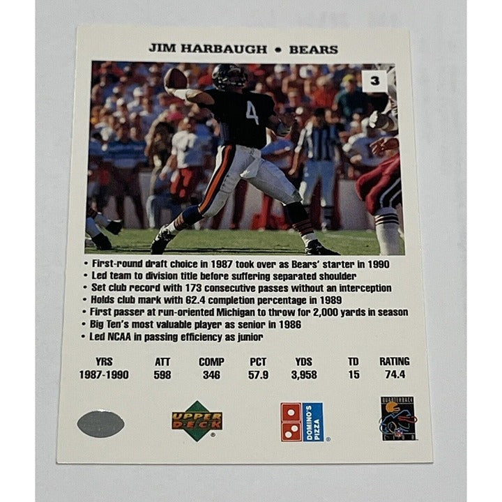 Jim Harbaugh 1991 Upper Deck NFL Bears vintage trading card The Quarterbacks Challenge Dominoes #3