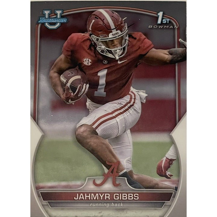 Jahmyr Gibbs 2022 1st Bowman Chrome University RC Card Alabama Crimson Tide running back