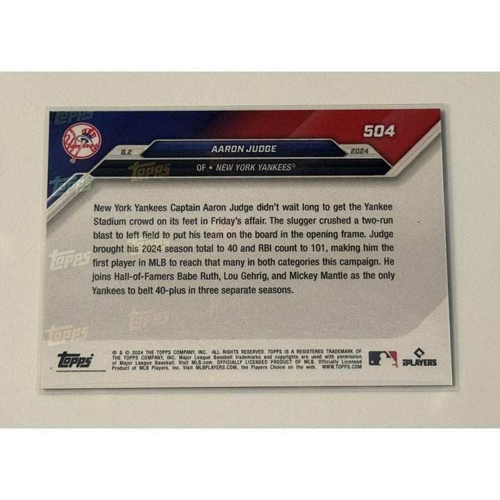 Aaron Judge MLB 2024 Topps Now Yankees card #504 limited edition sports trading card