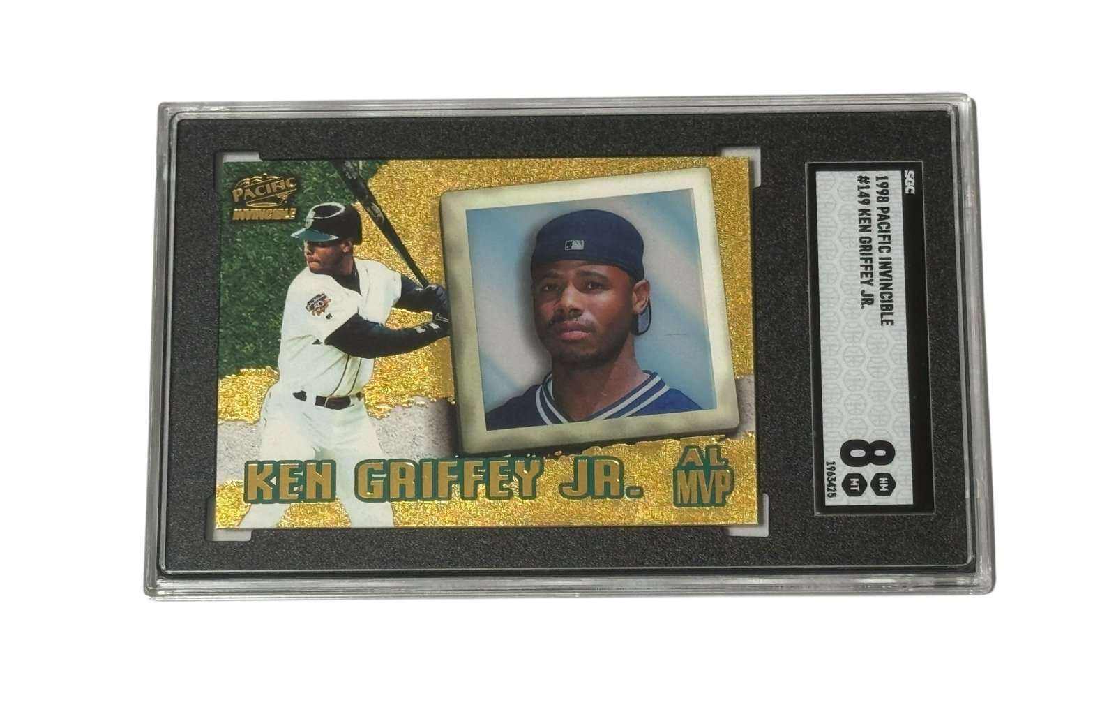 Ken Griffey Jr 1998 Pacific Invincible AL MVP graded SGC 8 baseball card in protective case