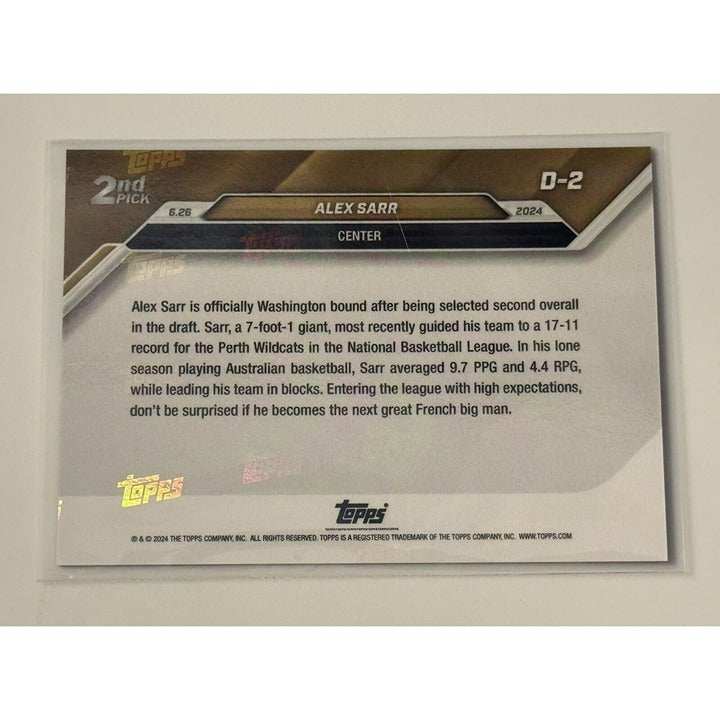 2024 Topps Now Alex Sarr RC basketball card Washington Wizards 2nd overall draft pick Rookie Card