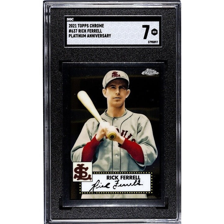 2021 Topps Chrome Platinum Anniversary Rick Ferrell St. Louis Browns baseball card graded SGC 7