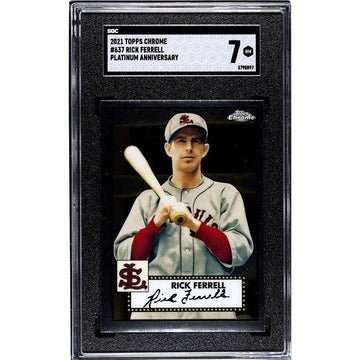 2021 Topps Chrome Platinum Anniversary Rick Ferrell St. Louis Browns baseball card graded SGC 7