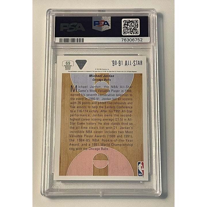 1991-92 Upper Deck Michael Jordan NBA East All-Star PSA 9 graded basketball card back view