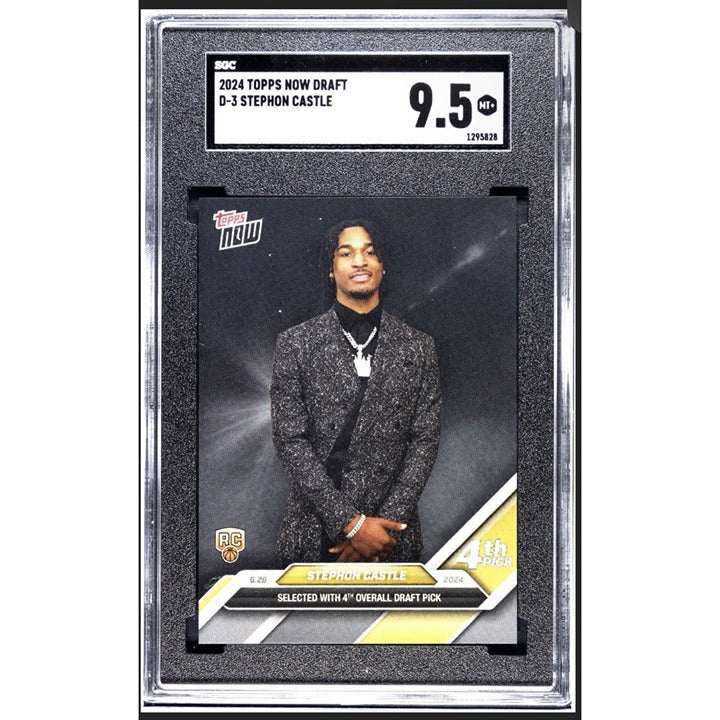 Stephon Castle 2024 Topps Now NBA rookie card graded SGC 9.5 featuring San Antonio Spurs draft pick
