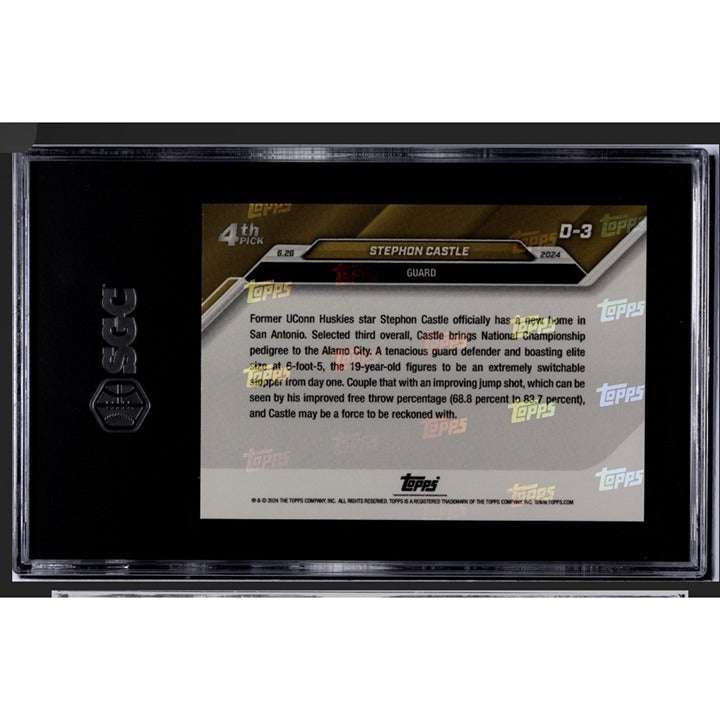 Stephon Castle 2024 Topps Now NBA rookie card graded SGC 9.5 from San Antonio Spurs limited print of 1383