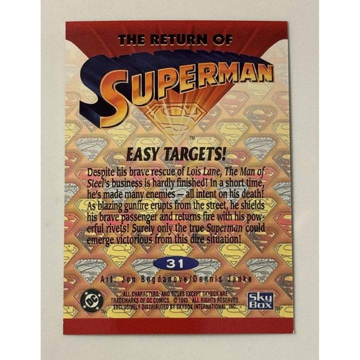 1993 SkyBox Superman The Return Of Superman card 31 with silver foil parallel and comic illustration