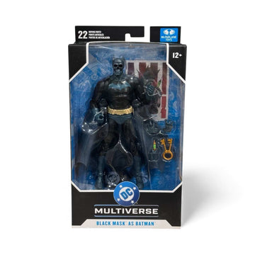 McFarlane DC Multiverse Black Mask as Batman 7-inch action figure in sealed packaging with 22 moving parts and accessories