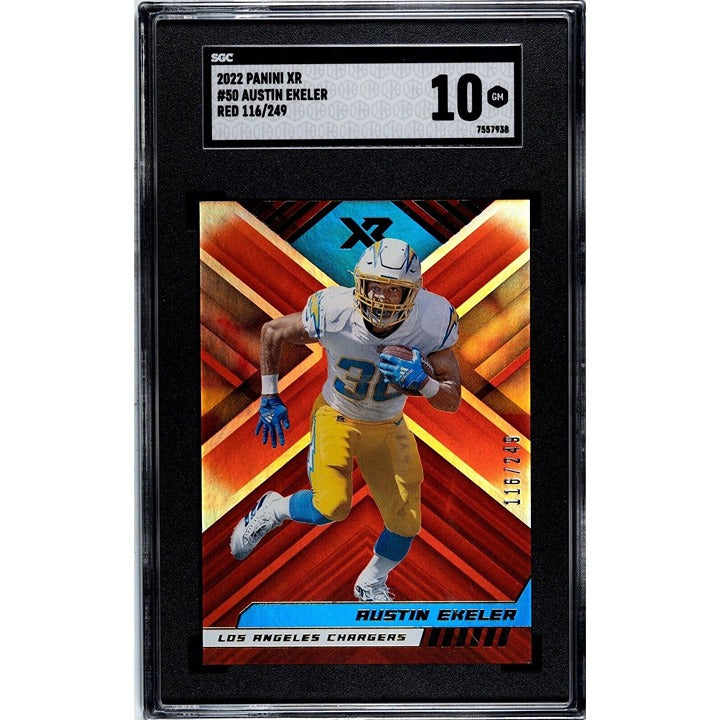 2022 Panini XR Austin Ekeler Chargers Color Match Teal 116/249 Card #50 - SGC 10