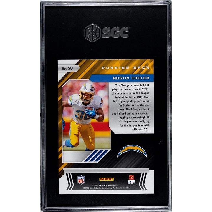 2022 Panini XR Austin Ekeler Chargers Color Match Teal serial numbered football card graded SGC 10