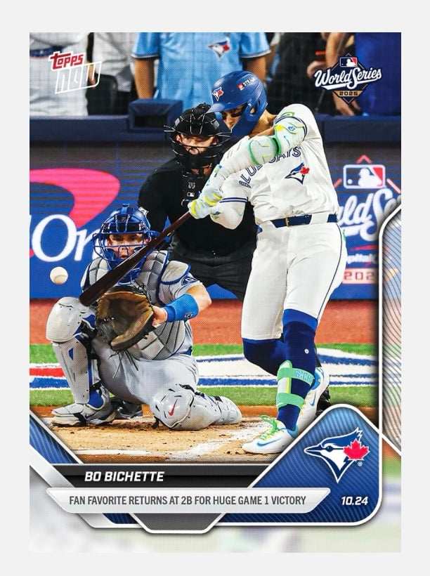 2025 Topps Now Bo Bichette MLB World Series Game 1 Win Blue Jays baseball card