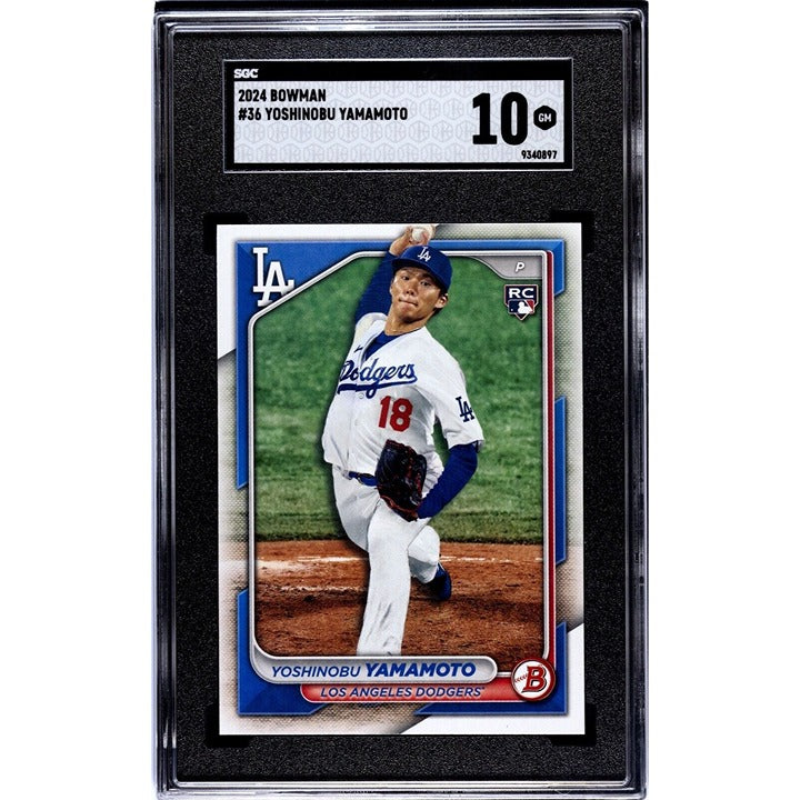 Yoshinobu Yamamoto RC 2024 Bowman Card #36 MLB Los Angeles Dodgers Rookie SGC 10