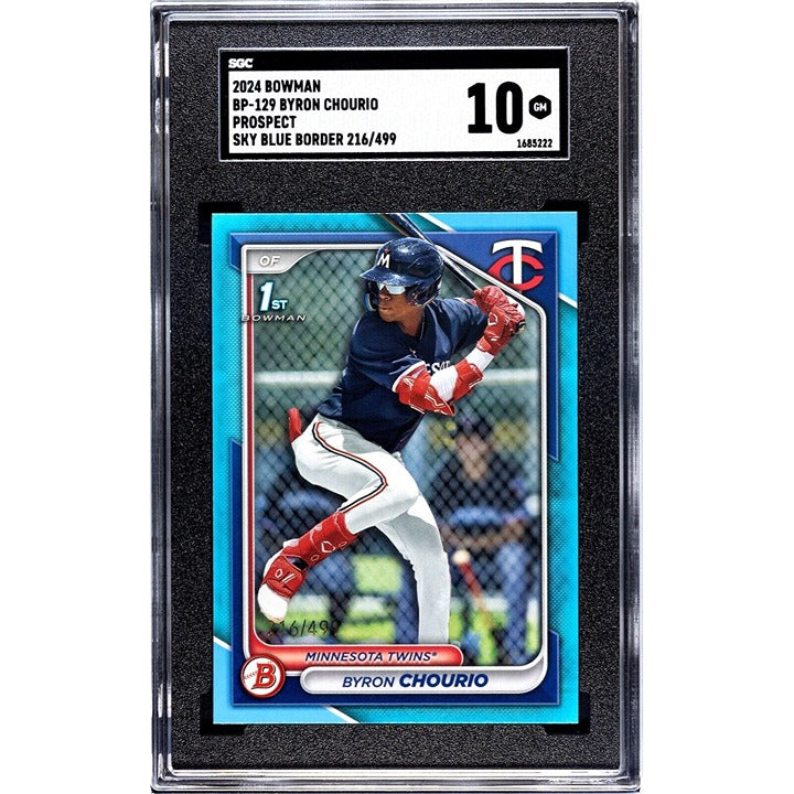 2024 Bowman Chrome 1st Byron Chourio RC Blue REFRACTOR 216/499 MLB Twins SGC 10