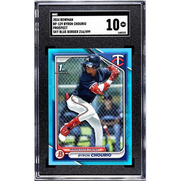 2024 Bowman Chrome 1st Byron Chourio RC Blue REFRACTOR 216/499 MLB Twins SGC 10