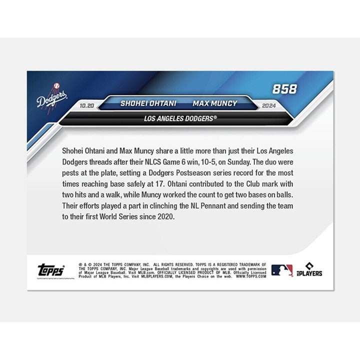2024 Topps Now Shohei Ohtani and Max Muncy Dodgers NLCS Champs baseball card