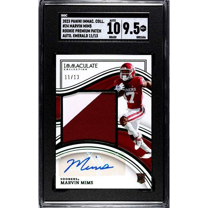 2022 Immaculate Coll. Marvin Mims RC Emerald 11/13 Patch Card 24 OSU/NFL SGC 9.5