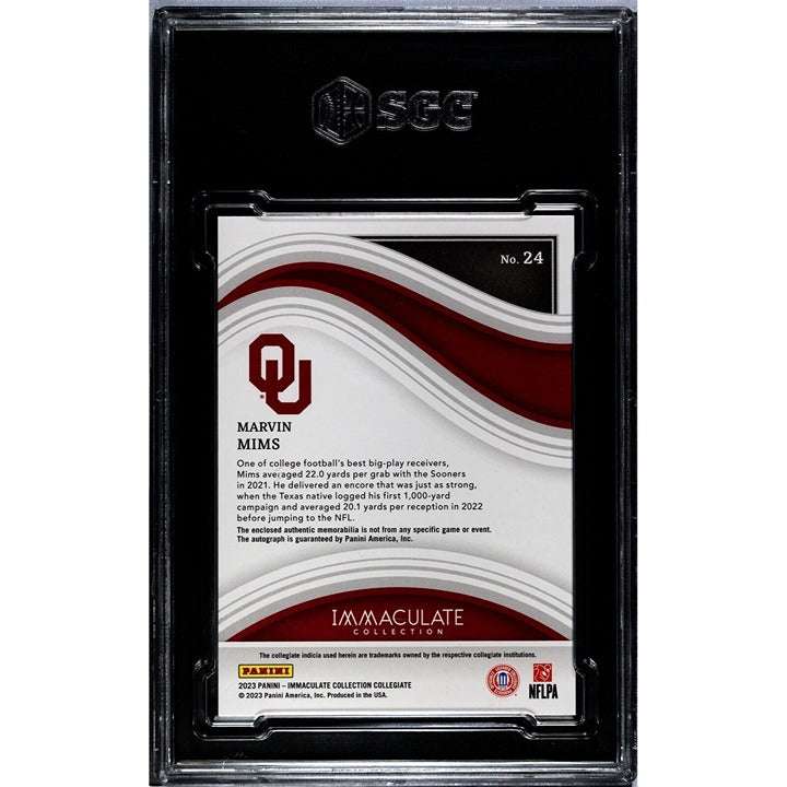 2022 Immaculate Coll. Marvin Mims RC patch autograph graded 9.5 football card