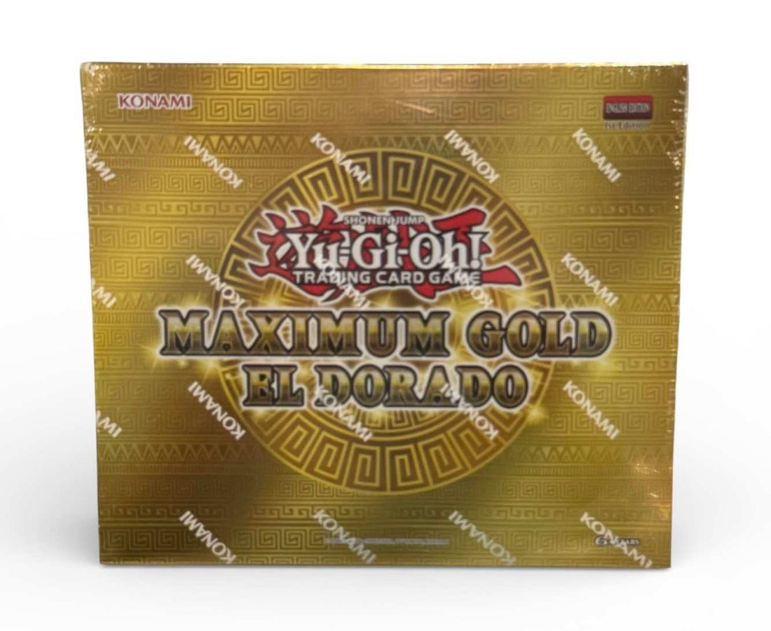 Sealed YuGiOh Maximum Gold El Dorado booster box by Konami with premium gold rare reprints