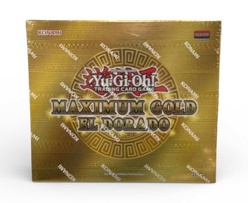 Sealed YuGiOh Maximum Gold El Dorado booster box by Konami with premium gold rare reprints