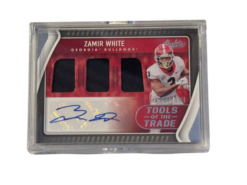 Zamir White RC Auto Triple Patch football card with autograph and relics in protective case