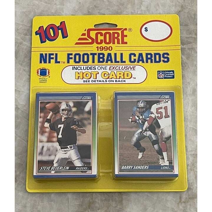 1990 Score football card set with exclusive Barry Sanders NFL hot card in original packaging