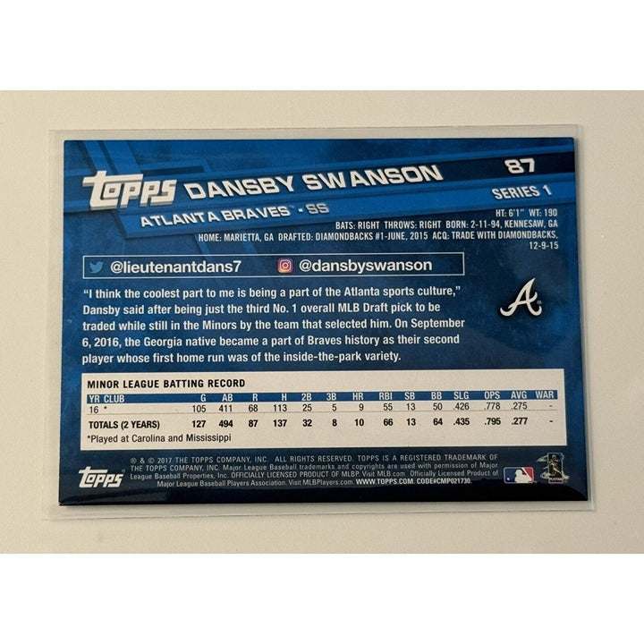 Dansby Swanson RC 2017 Topps Series 1 Atlanta Braves rookie baseball card #87