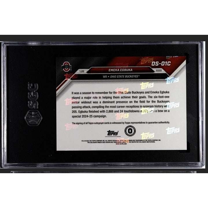 Emeka Egbuka 2024-25 Bowman U NOW OS-01C limited edition autographed football card graded SGC 10