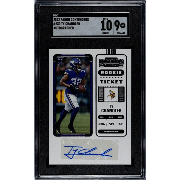 2022 Panini Contenders Ty Chandler Auto RC NFL Vikings Rookie Ticket 230 - SGC 9