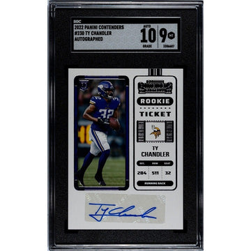 2022 Panini Contenders Ty Chandler Auto RC NFL Vikings Rookie Ticket 230 - SGC 9