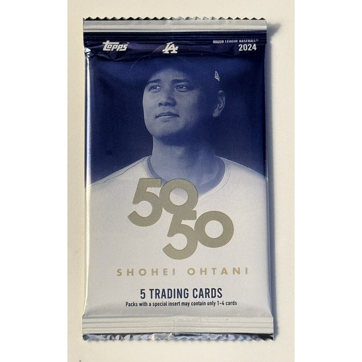 2024 MLB Topps Shohei Ohtani 50/50 sealed trading card pack with 5 cards
