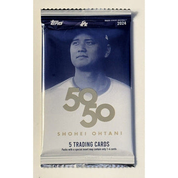 2024 MLB Topps Shohei Ohtani 50/50 sealed trading card pack with 5 cards
