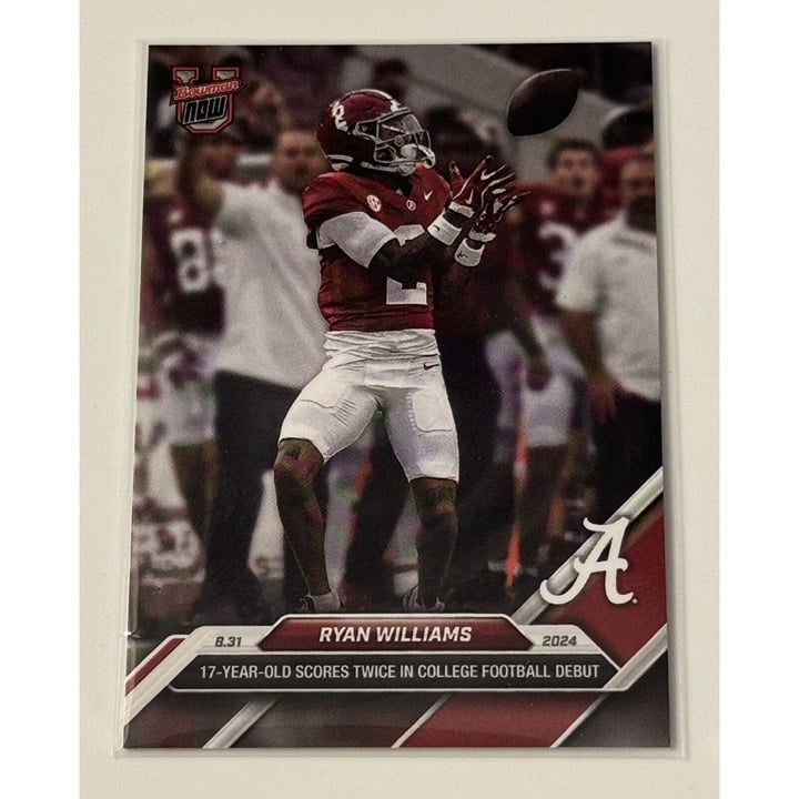 2024 Bowman Ryan Williams RC Alabama football rookie card in protective sleeve