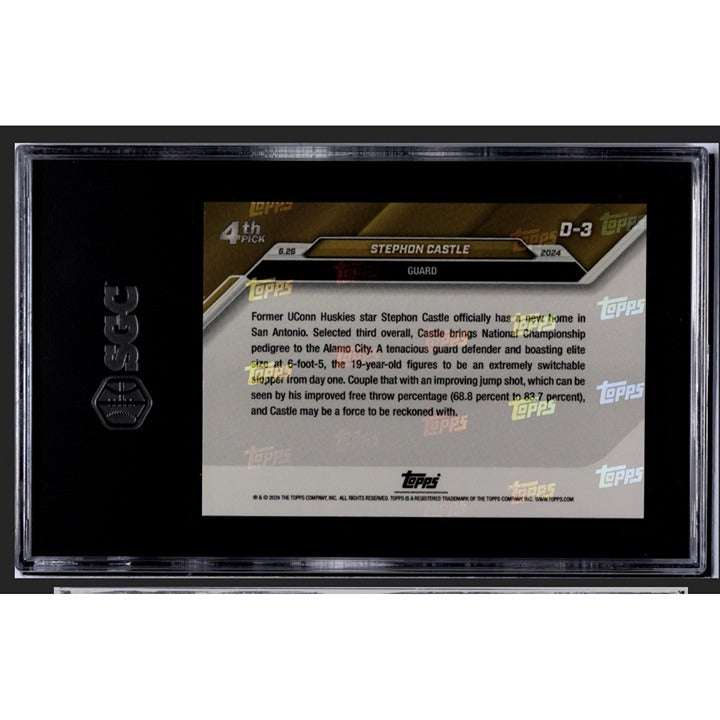 Stephon Castle 2024 Topps Now NBA Spurs rookie card graded SGC 9.5 in protective case
