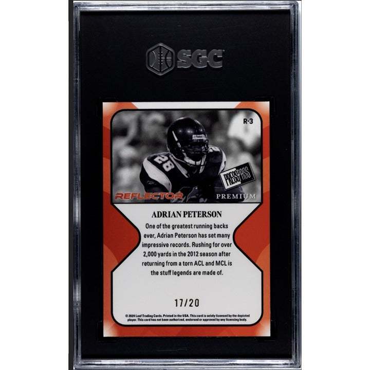 2024 Press Pass Vikings Adrian Peterson #R-3 Silver SP football card graded 9.5 by SGc