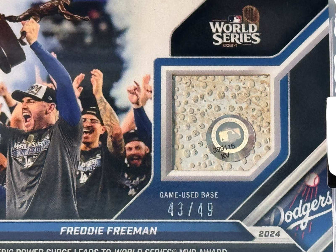 43/49 Topps Now 2024 World Series MVP Freddie Freeman game-used base relic card LA Dodgers