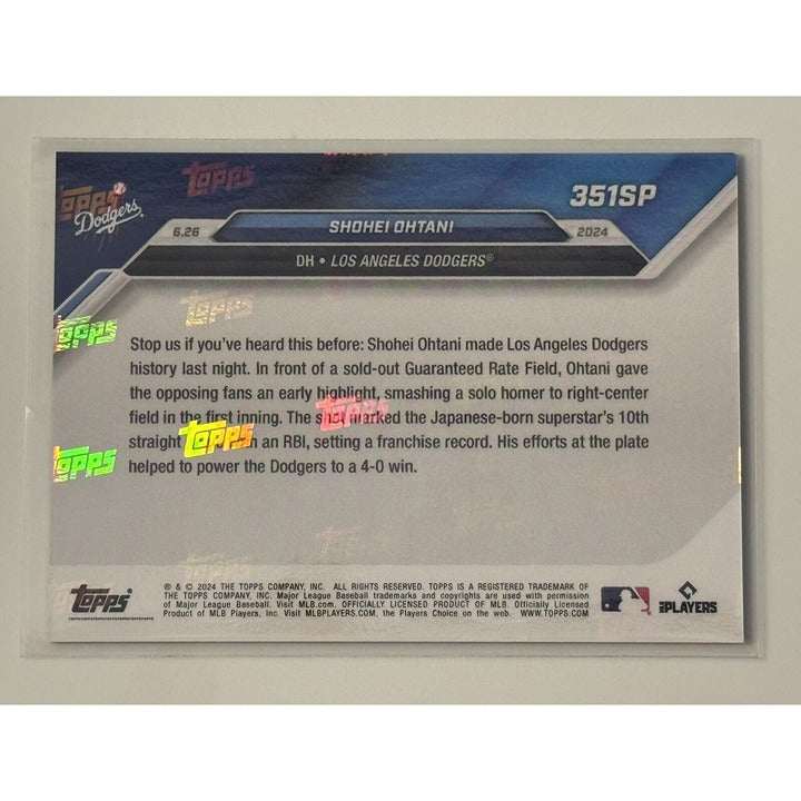 Shohei Ohtani 2024 Topps Now #351SP MLB Dodgers limited edition baseball card with photo variation and foil parallel