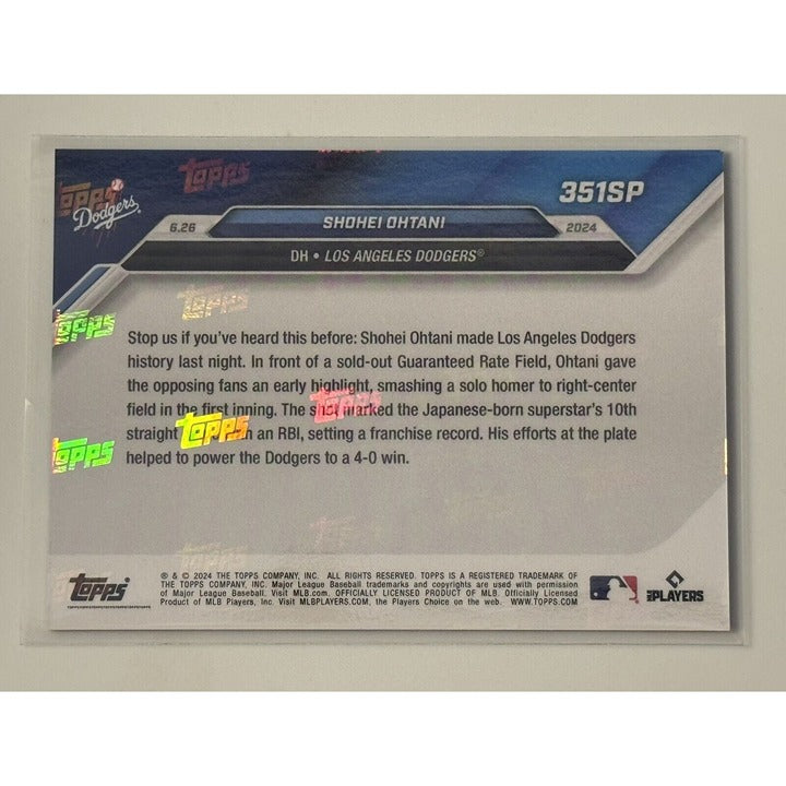 Shohei Ohtani 2024 Topps Now #351SP MLB Dodgers rare limited edition photo variation trading card