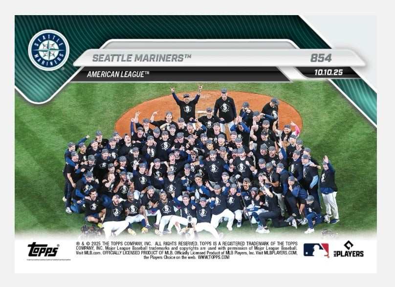 2025 Topps Now Seattle Mariners ALDS card celebrating first ALCS advance in 24 seasons
