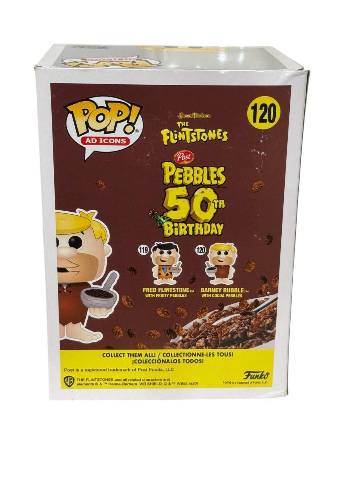 Barney Rubble Funko Pop holding Cocoa Pebbles collectible box