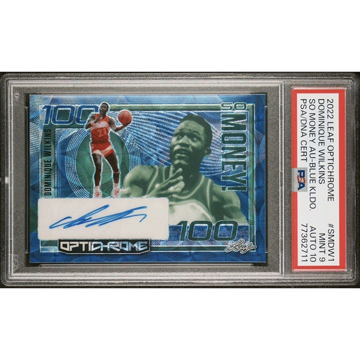 1/12* 2022-23 Leaf Optichrome - Dominique Wilkins Auto PSA 9 Zebra NBA HOF SMDW1