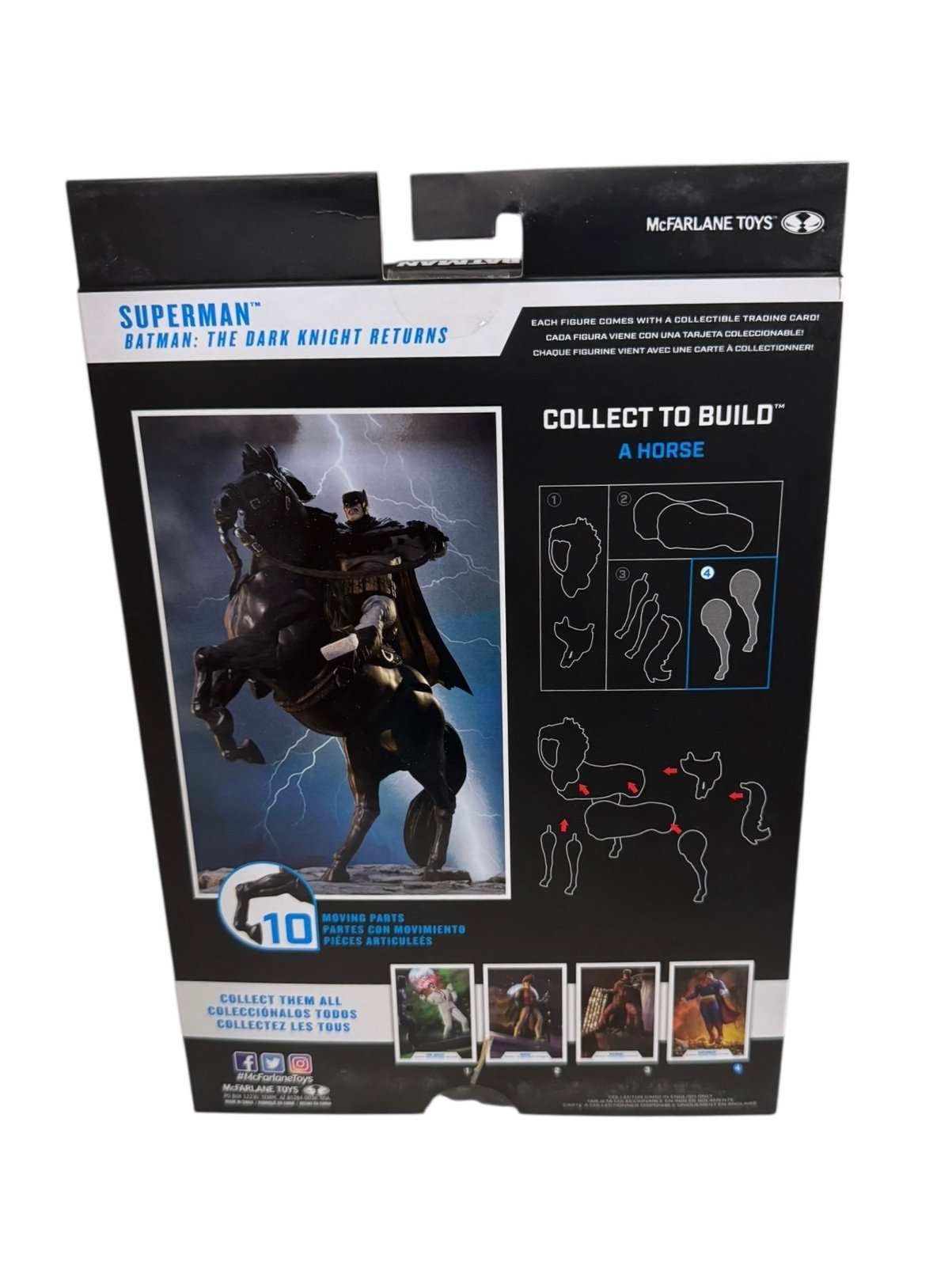 Back of boxed McFarlane DC Multiverse Superman figure with Collect to Build A Horse Part 4 from Batman: The Dark Knight Returns