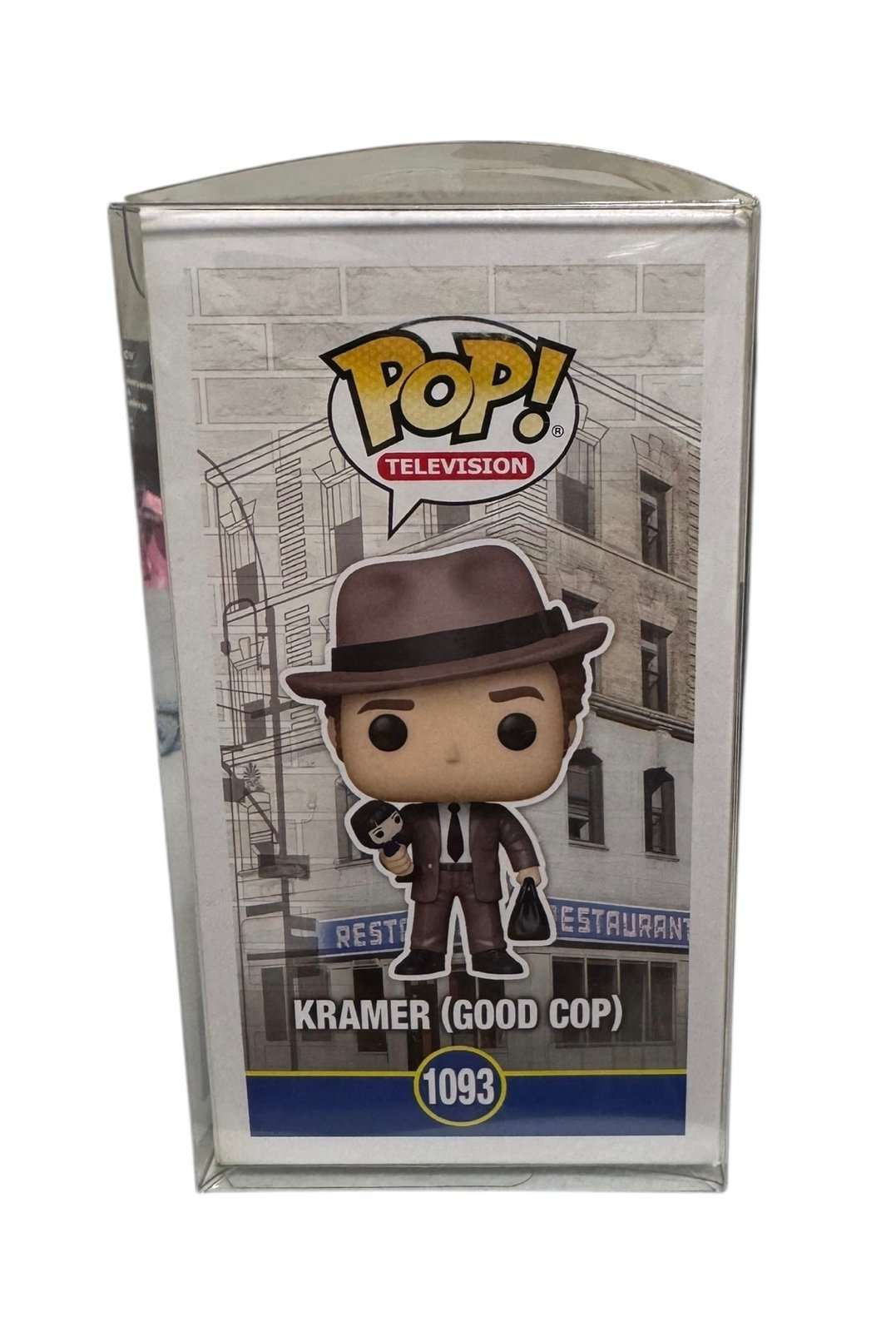Funko Pop Seinfeld Kramer Good Cop 1093 vinyl figure in detective outfit in original packaging