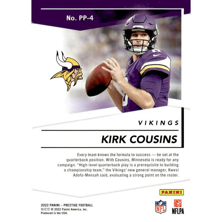 2022 Kirk Cousins Panini Prestige Pros football card Minnesota Vikings NFL