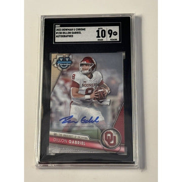 DILLON GABRIEL RC* Auto 2023 Bowman Chrome University #150 Sooners/Ducks - SGC 9