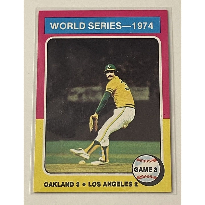 1975 Topps Baseball World Series Game 3 Rollie Fingers Oakland A’s MLB Card #463