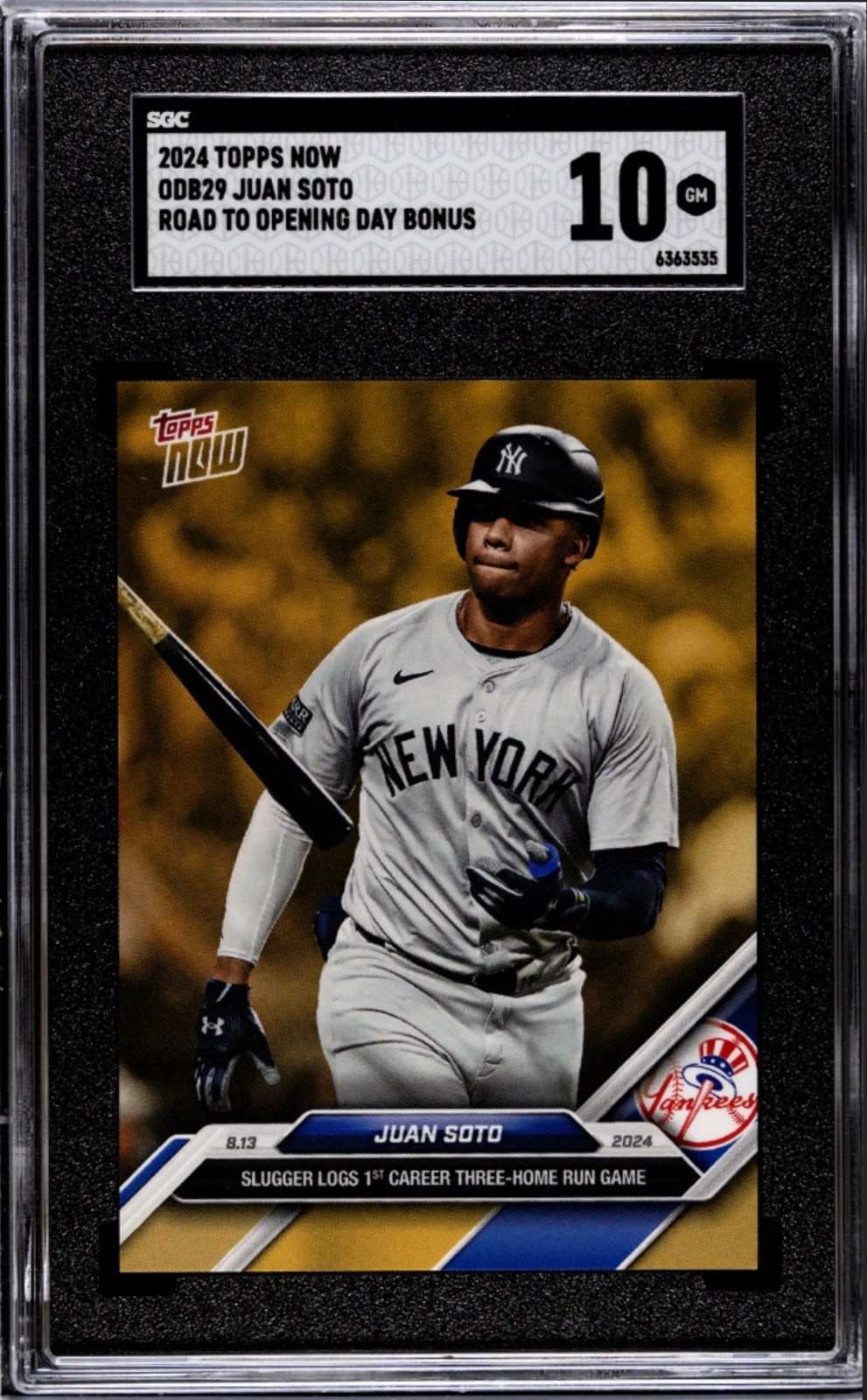 2024 TOPPS NOW ODB29 Juan Soto Road to Opening Day Bonus baseball card SGC 10 grading